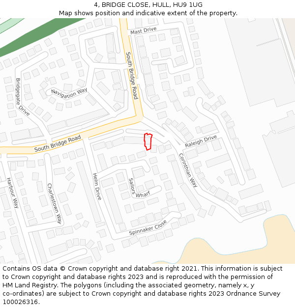 4, BRIDGE CLOSE, HULL, HU9 1UG: Location map and indicative extent of plot