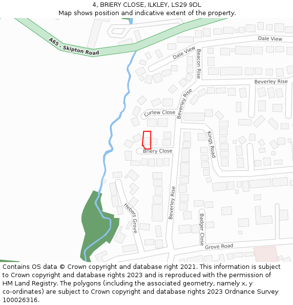 4, BRIERY CLOSE, ILKLEY, LS29 9DL: Location map and indicative extent of plot