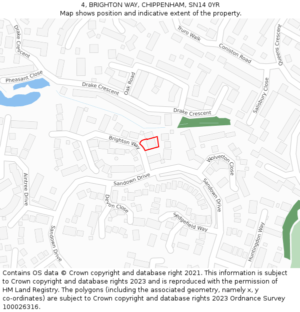 4, BRIGHTON WAY, CHIPPENHAM, SN14 0YR: Location map and indicative extent of plot