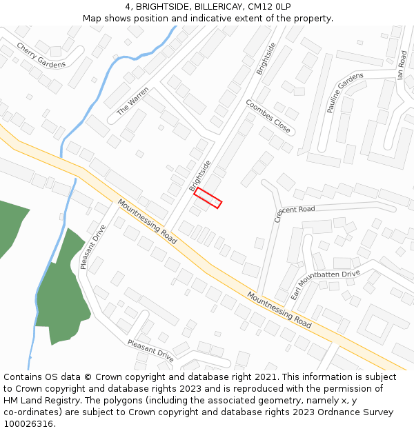 4, BRIGHTSIDE, BILLERICAY, CM12 0LP: Location map and indicative extent of plot