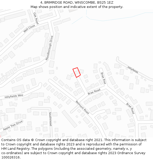 4, BRIMRIDGE ROAD, WINSCOMBE, BS25 1EZ: Location map and indicative extent of plot
