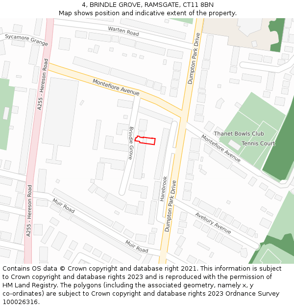 4, BRINDLE GROVE, RAMSGATE, CT11 8BN: Location map and indicative extent of plot