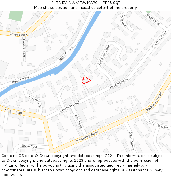 4, BRITANNIA VIEW, MARCH, PE15 9QT: Location map and indicative extent of plot