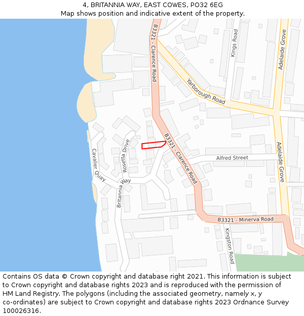 4, BRITANNIA WAY, EAST COWES, PO32 6EG: Location map and indicative extent of plot