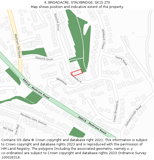 4, BROADACRE, STALYBRIDGE, SK15 2TX: Location map and indicative extent of plot