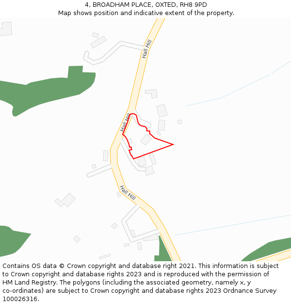 4, BROADHAM PLACE, OXTED, RH8 9PD: Location map and indicative extent of plot