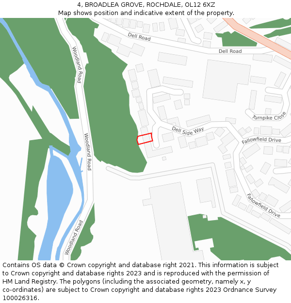 4, BROADLEA GROVE, ROCHDALE, OL12 6XZ: Location map and indicative extent of plot