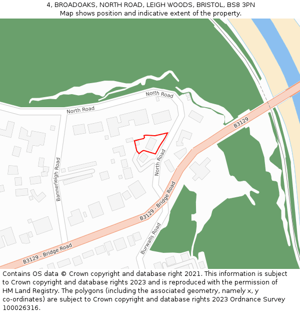 4, BROADOAKS, NORTH ROAD, LEIGH WOODS, BRISTOL, BS8 3PN: Location map and indicative extent of plot