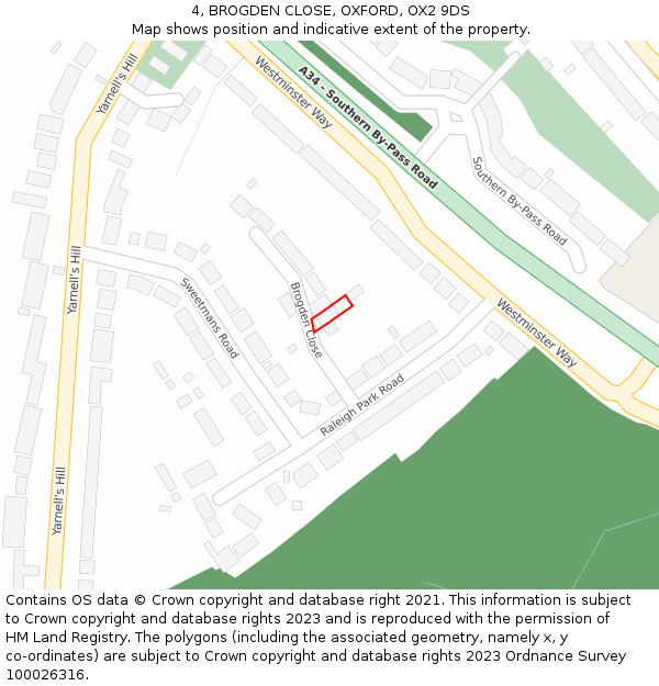 4, BROGDEN CLOSE, OXFORD, OX2 9DS: Location map and indicative extent of plot