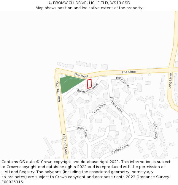 4, BROMWICH DRIVE, LICHFIELD, WS13 8SD: Location map and indicative extent of plot