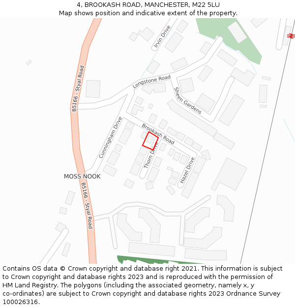 4, BROOKASH ROAD, MANCHESTER, M22 5LU: Location map and indicative extent of plot