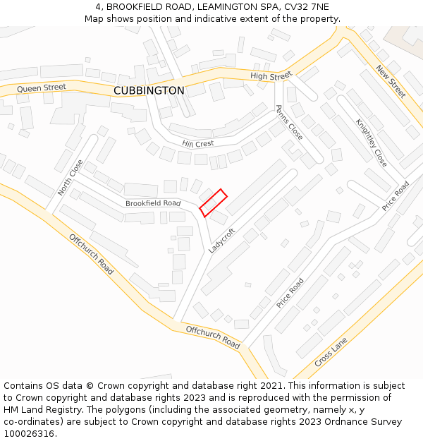 4, BROOKFIELD ROAD, LEAMINGTON SPA, CV32 7NE: Location map and indicative extent of plot