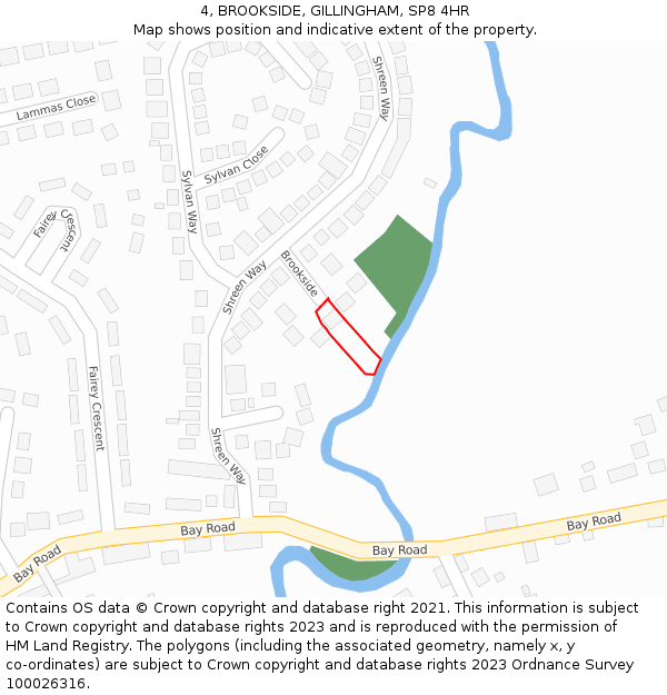 4, BROOKSIDE, GILLINGHAM, SP8 4HR: Location map and indicative extent of plot