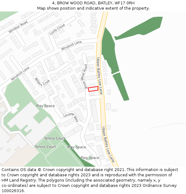 4, BROW WOOD ROAD, BATLEY, WF17 0RH: Location map and indicative extent of plot