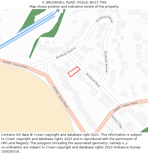4, BRUDENELL ROAD, POOLE, BH13 7NN: Location map and indicative extent of plot