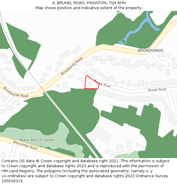 4, BRUNEL ROAD, PAIGNTON, TQ4 6HN: Location map and indicative extent of plot