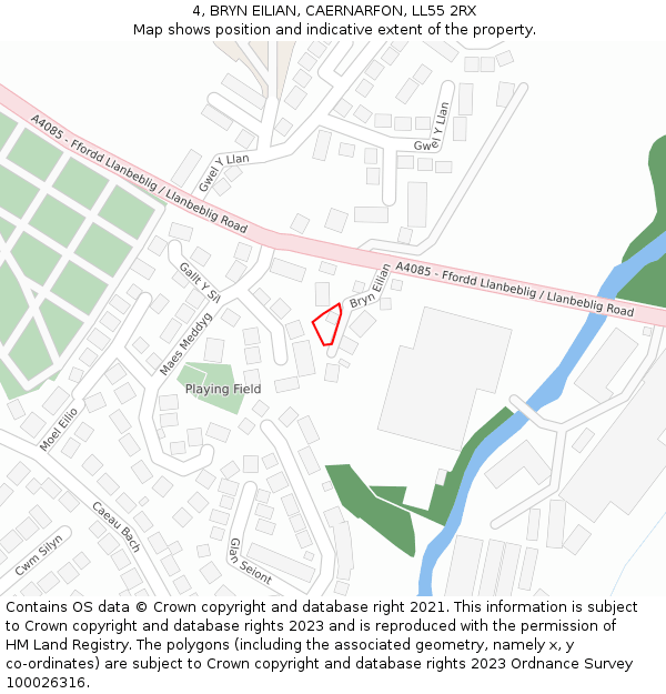 4, BRYN EILIAN, CAERNARFON, LL55 2RX: Location map and indicative extent of plot