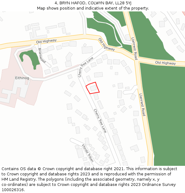 4, BRYN HAFOD, COLWYN BAY, LL28 5YJ: Location map and indicative extent of plot