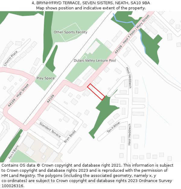 4, BRYNHYFRYD TERRACE, SEVEN SISTERS, NEATH, SA10 9BA: Location map and indicative extent of plot