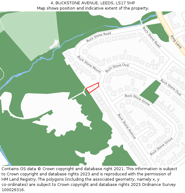 4, BUCKSTONE AVENUE, LEEDS, LS17 5HP: Location map and indicative extent of plot