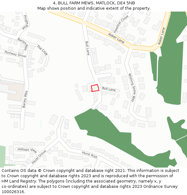 4, BULL FARM MEWS, MATLOCK, DE4 5NB: Location map and indicative extent of plot