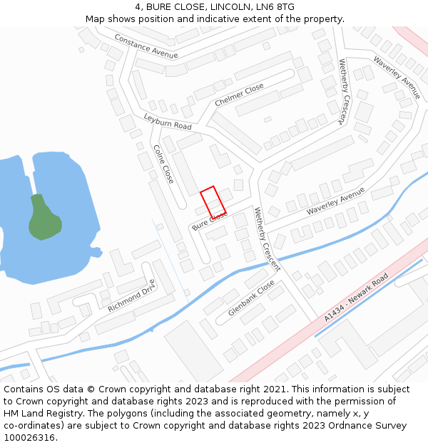 4, BURE CLOSE, LINCOLN, LN6 8TG: Location map and indicative extent of plot