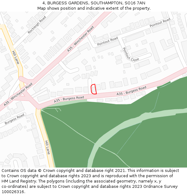 4, BURGESS GARDENS, SOUTHAMPTON, SO16 7AN: Location map and indicative extent of plot