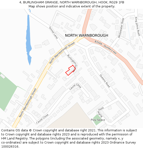 4, BURLINGHAM GRANGE, NORTH WARNBOROUGH, HOOK, RG29 1FB: Location map and indicative extent of plot