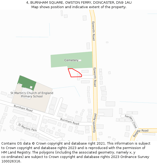 4, BURNHAM SQUARE, OWSTON FERRY, DONCASTER, DN9 1AU: Location map and indicative extent of plot