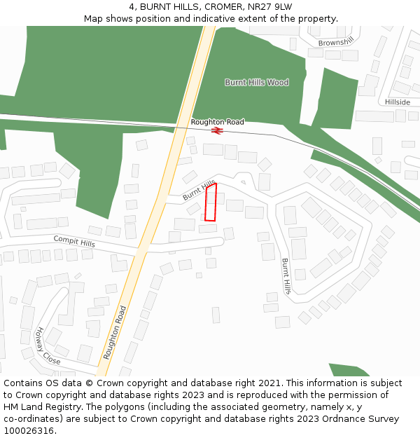 4, BURNT HILLS, CROMER, NR27 9LW: Location map and indicative extent of plot