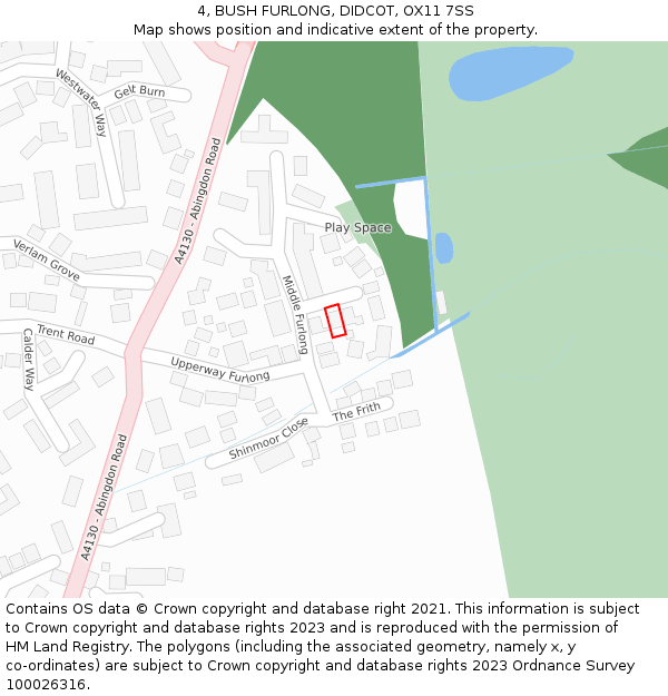 4, BUSH FURLONG, DIDCOT, OX11 7SS: Location map and indicative extent of plot