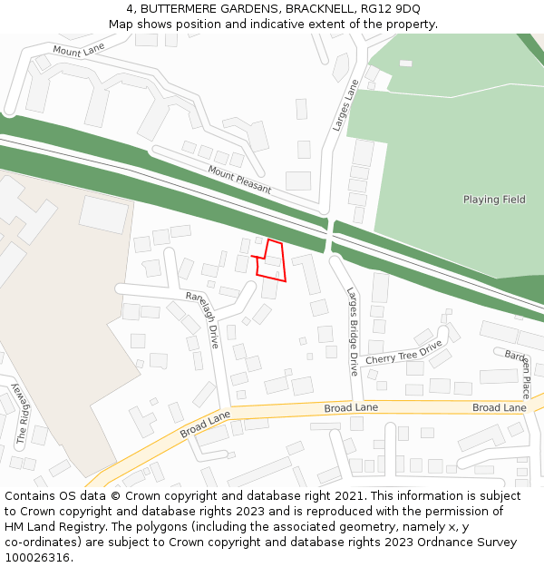 4, BUTTERMERE GARDENS, BRACKNELL, RG12 9DQ: Location map and indicative extent of plot