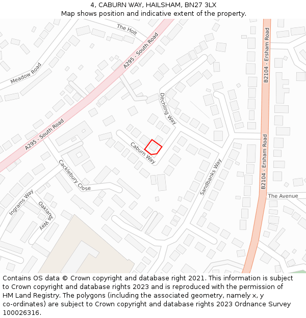 4, CABURN WAY, HAILSHAM, BN27 3LX: Location map and indicative extent of plot