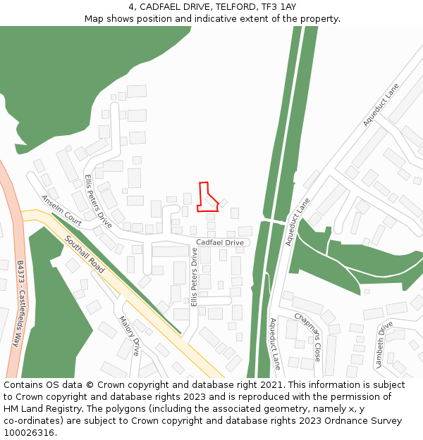 4, CADFAEL DRIVE, TELFORD, TF3 1AY: Location map and indicative extent of plot