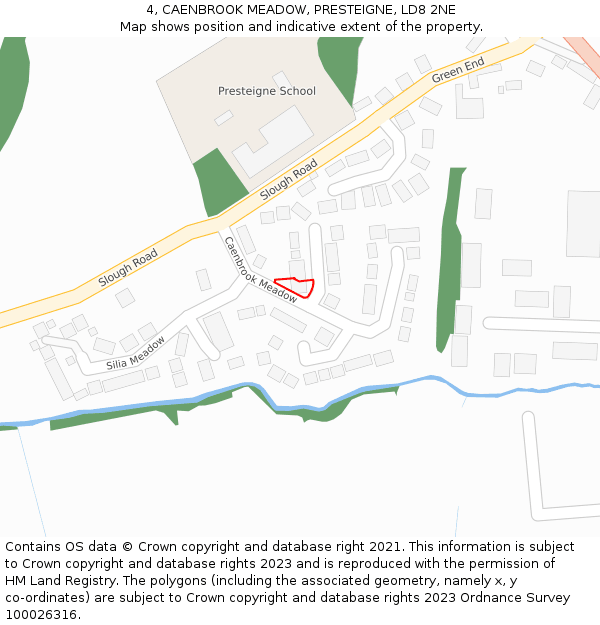 4, CAENBROOK MEADOW, PRESTEIGNE, LD8 2NE: Location map and indicative extent of plot