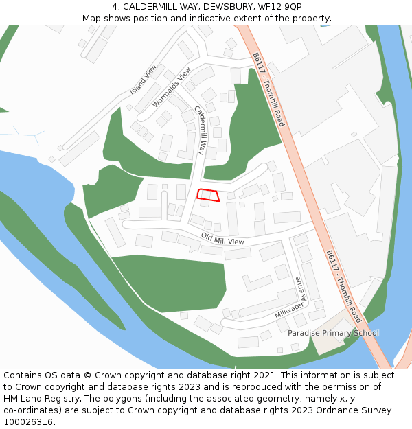 4, CALDERMILL WAY, DEWSBURY, WF12 9QP: Location map and indicative extent of plot