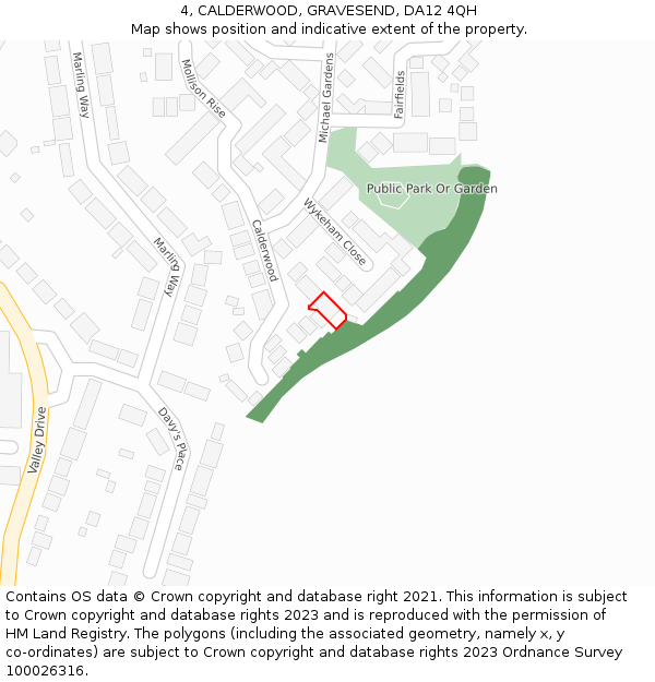 4, CALDERWOOD, GRAVESEND, DA12 4QH: Location map and indicative extent of plot