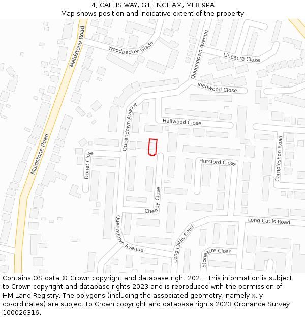 4, CALLIS WAY, GILLINGHAM, ME8 9PA: Location map and indicative extent of plot