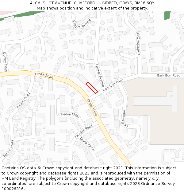 4, CALSHOT AVENUE, CHAFFORD HUNDRED, GRAYS, RM16 6QY: Location map and indicative extent of plot