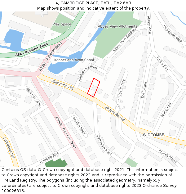 4, CAMBRIDGE PLACE, BATH, BA2 6AB: Location map and indicative extent of plot