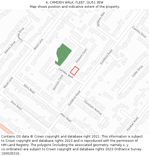 4, CAMDEN WALK, FLEET, GU51 3EW: Location map and indicative extent of plot