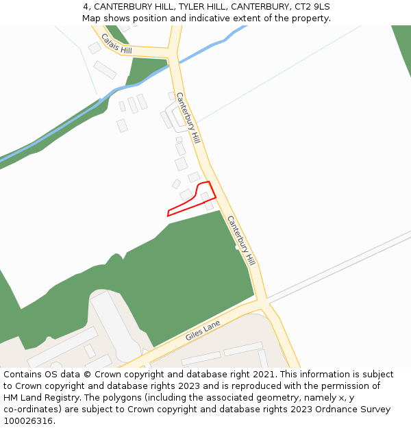 4, CANTERBURY HILL, TYLER HILL, CANTERBURY, CT2 9LS: Location map and indicative extent of plot