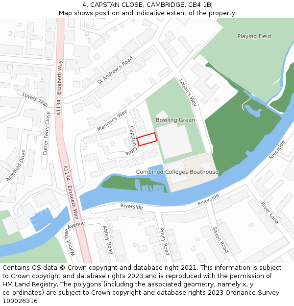 4, CAPSTAN CLOSE, CAMBRIDGE, CB4 1BJ: Location map and indicative extent of plot