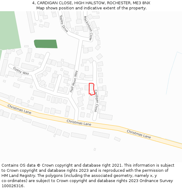 4, CARDIGAN CLOSE, HIGH HALSTOW, ROCHESTER, ME3 8NX: Location map and indicative extent of plot