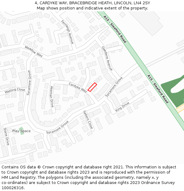 4, CARDYKE WAY, BRACEBRIDGE HEATH, LINCOLN, LN4 2SY: Location map and indicative extent of plot