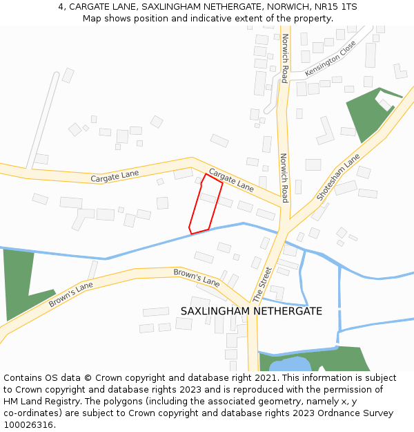 4, CARGATE LANE, SAXLINGHAM NETHERGATE, NORWICH, NR15 1TS: Location map and indicative extent of plot