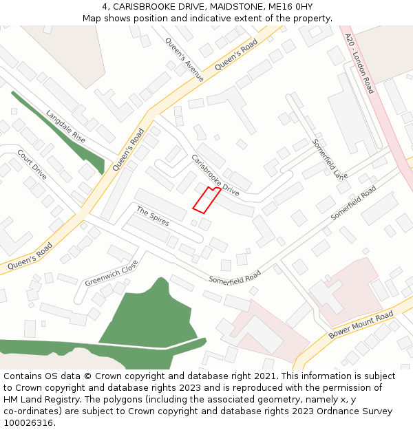 4, CARISBROOKE DRIVE, MAIDSTONE, ME16 0HY: Location map and indicative extent of plot