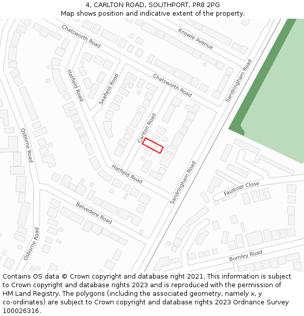 4, CARLTON ROAD, SOUTHPORT, PR8 2PG: Location map and indicative extent of plot