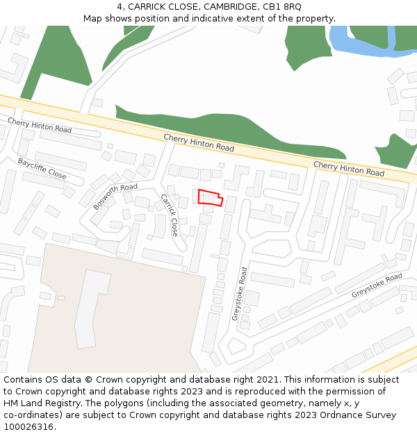 4, CARRICK CLOSE, CAMBRIDGE, CB1 8RQ: Location map and indicative extent of plot