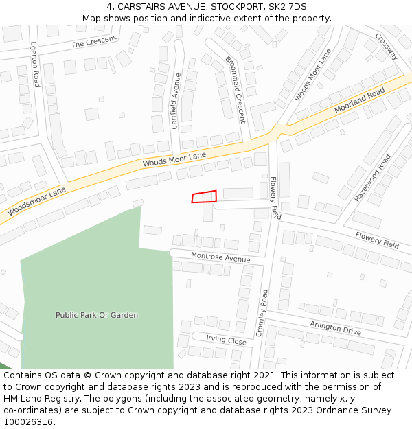 4, CARSTAIRS AVENUE, STOCKPORT, SK2 7DS: Location map and indicative extent of plot